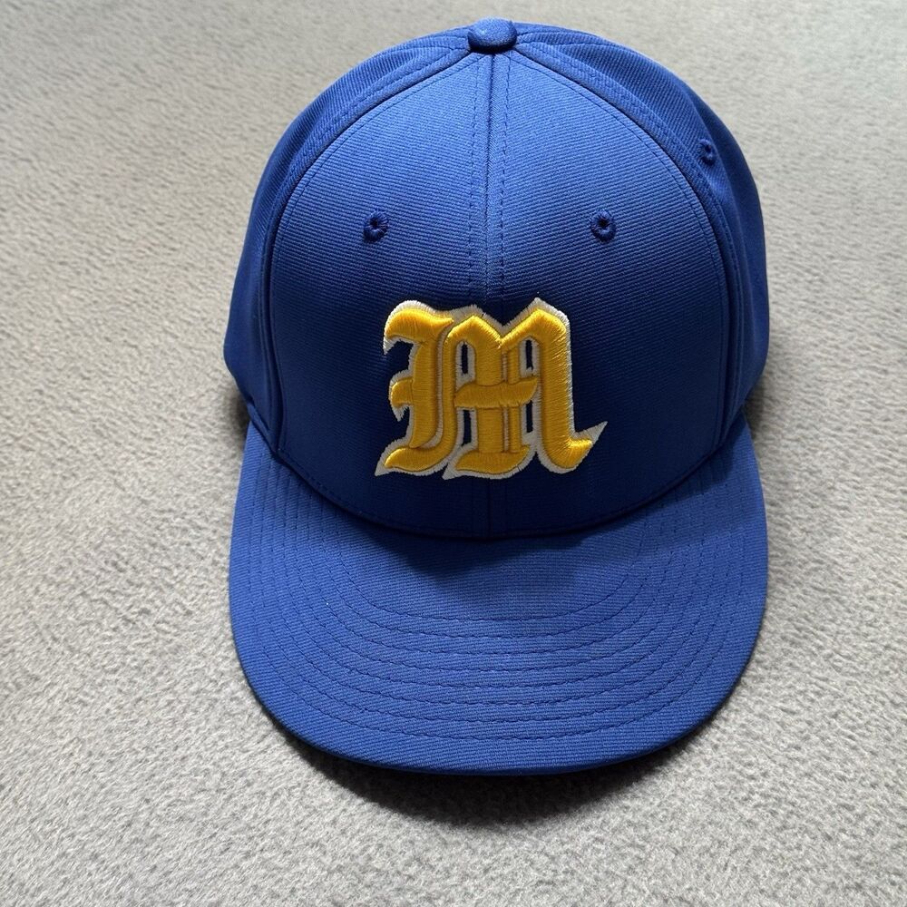 Richardson PTS20 Mens S/M Fitted Hat Blue Old English M Logo Team Baseball Cap